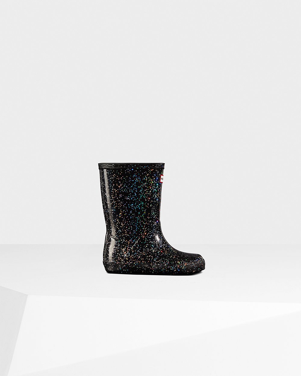 Hunter Niños Original First Giant Glitter - Botas de Lluvia Negras - 603-RSJGAL